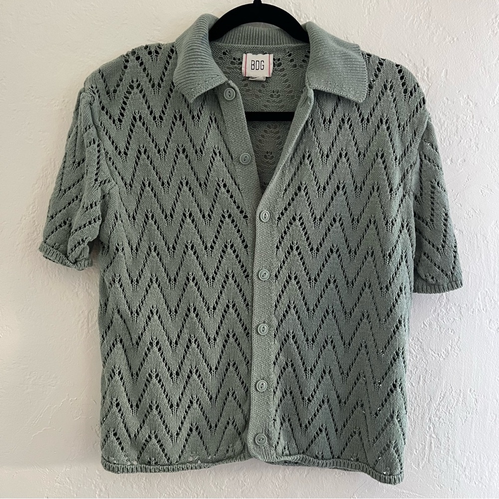 BDG Define Polo Short Sleeve Button Down Sweater Knit Small